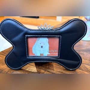 Mud Pie Black Bow Photo Frame with Crown Accent